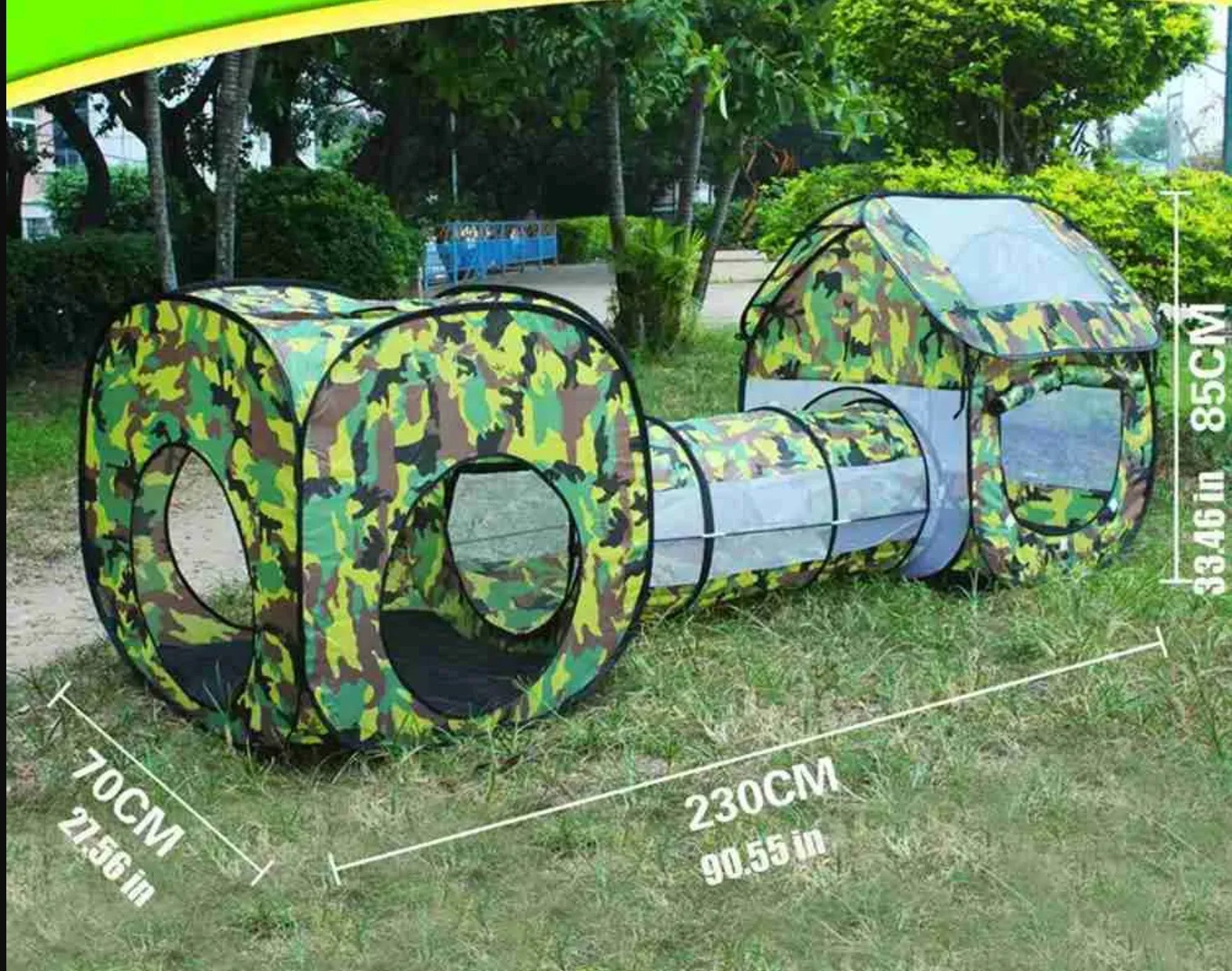 Cort de joaca pentru copii 3 in 1, Zola, cu tunel si spatiu de joaca pentru copii, potrivit pentru interior si exterior, plasa, 230 x 70 x 85 cm, verde army Cort de joaca pentru copii 3 in 1, Zola, cu tunel si spatiu de joaca pentru copii, potrivit pentru interior si exterior, plasa, 230 x 70 x 85 cm, verde army